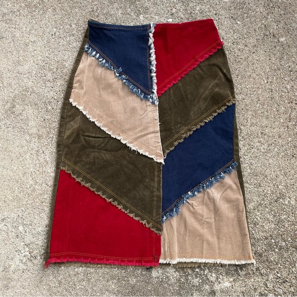 Vintage Patchwork Corduroy Skirt - Picture 2 of 4